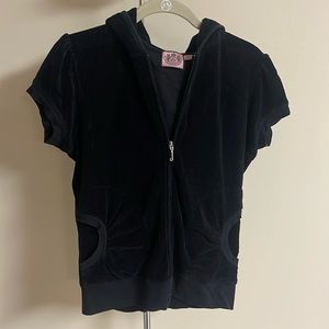 Juicy Couture Y2K Hooded Cap Sleeve Zip Front Top